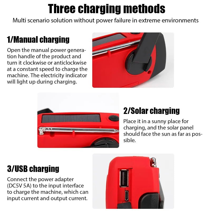 Portable Solar Radio with Power Bank