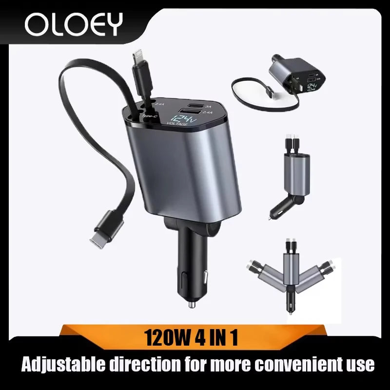 Retractable 120W Car Charger